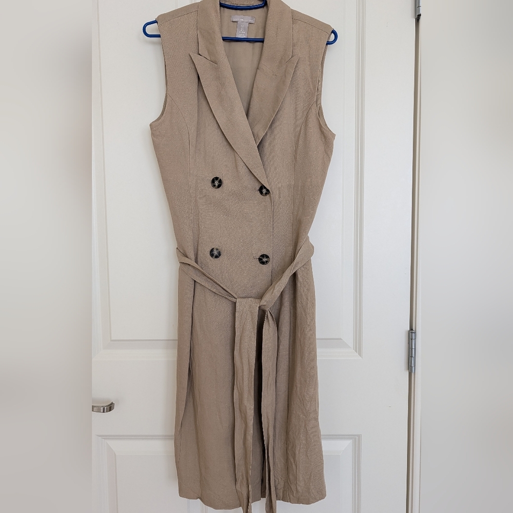 Sleeveless Tan Trench Dress